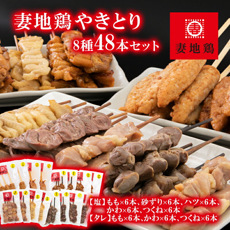 【ふるさと納税】「妻地鶏」やきとりセット「48本」塩 タレ 小分け 宮崎県西都市産 BBQ ふるさと納税 おつまみ＜1.5-186＞のサムネイル