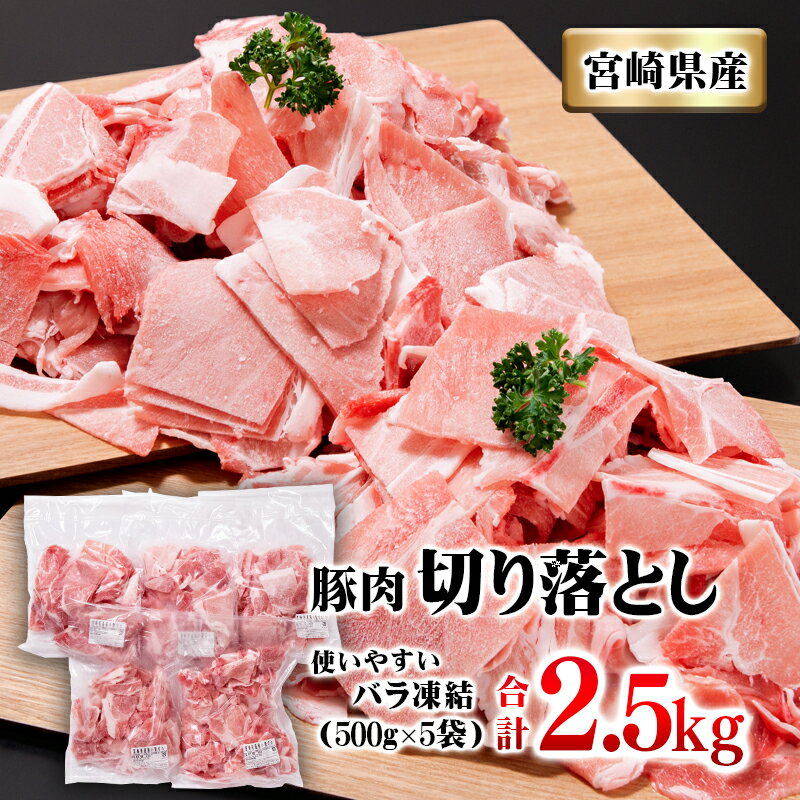 2位! 口コミ数「2件」評価「5」宮崎県産 豚小間切れ 2.5kg（500g×5袋）＜1-211＞ ふるさと納税 豚肉 国産 切り落とし 訳あり 小分け こま切れ 送料無料