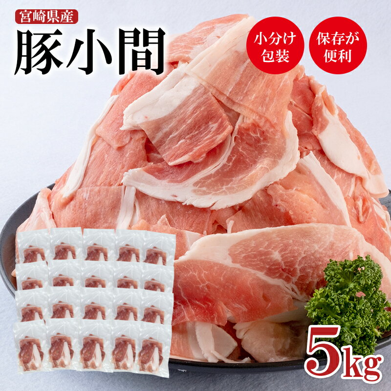 宮崎県産 豚肉[ 5kg]こま切れセット[1.7-22] ふるさと納税 豚肉 細切れ 国産 食べ比べ 小分け パック