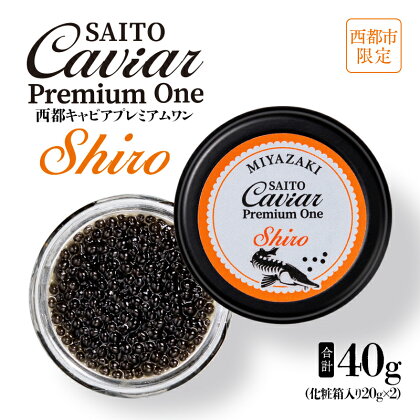 キャビアSAITO CAVIAR PREMIUM ONE SHIRO（40g）20g×2箱「西都限定」「国産」キャビア＜7.5-4＞西都市 化粧箱 シェルスプーン付