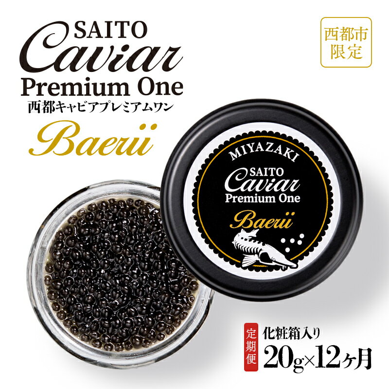 3位! 口コミ数「0件」評価「0」【定期便】キャビアSAITO CAVIAR PREMIUM ONE BAERII（20g×12ヶ月）「西都限定」「国産」キャビア＜18-3＞･･･ 