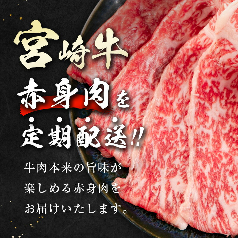 【ふるさと納税】『定期便』「宮崎牛」赤身定期便 4ヶ月（合計1.2kg）黒毛和牛 牛 肉 牛肉 国産 ふるさと納税 黒毛和牛 数量限定 赤身スライス ステーキ ブロック 焼肉 W