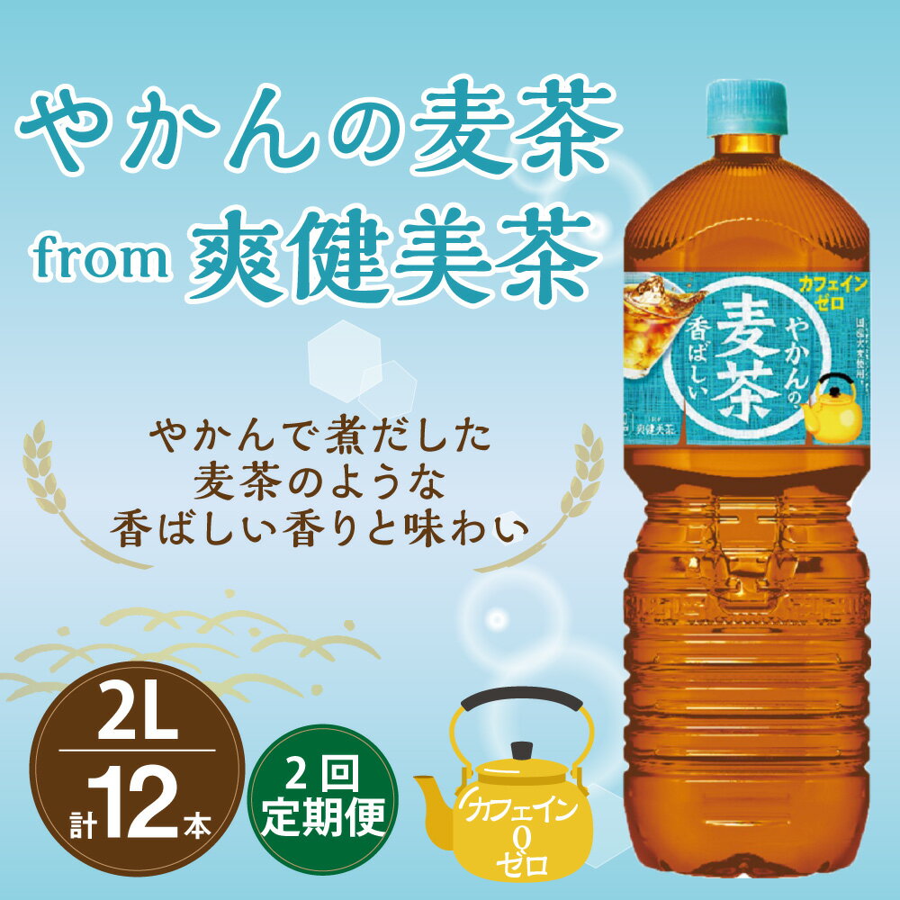 【ふるさと納税】【2回定期便】やかんの麦茶 from 爽健美茶 PET 1ケース 2L×6本×2回 日本茶 お茶 麦茶 ペットボトル カフェインゼロ 常温 10営業日程で発送 常温 送料無料