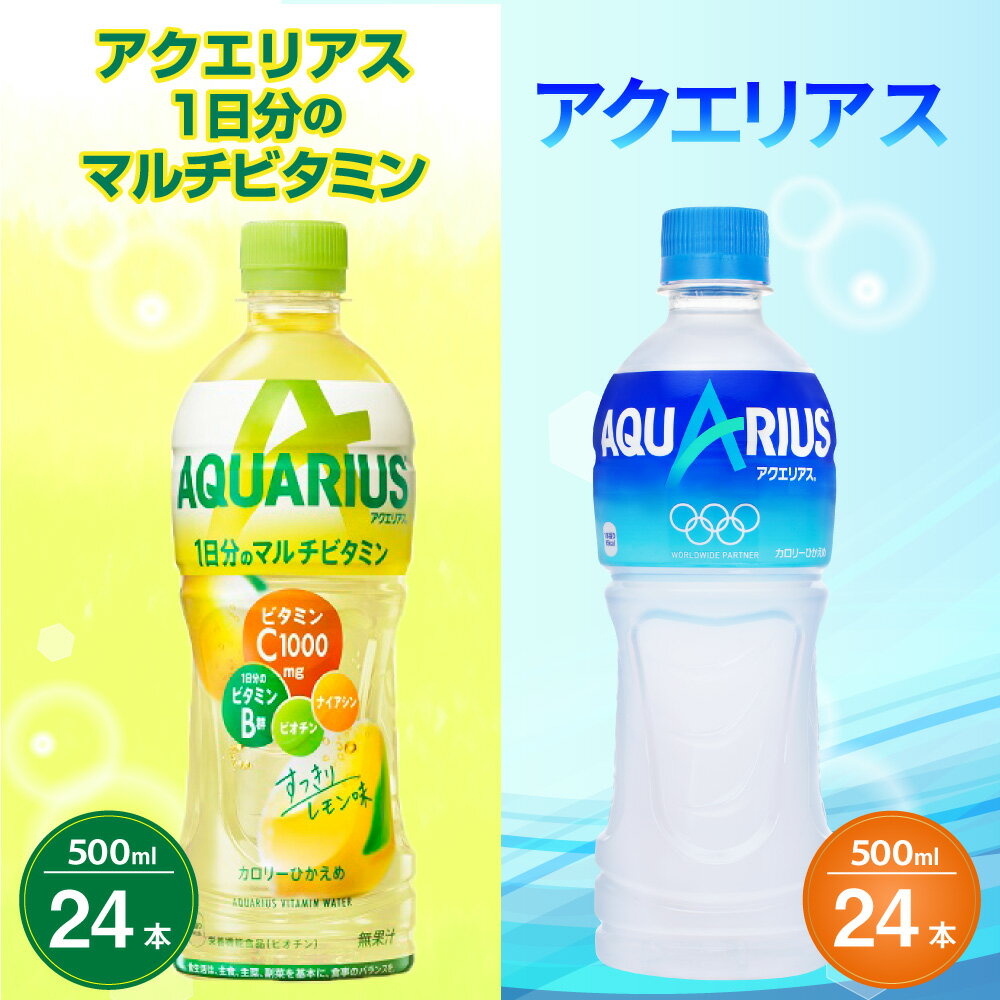 【ふるさと納税】アクエリアス 1日分のマルチビタミン アクエリアス PET 500ml×24本×各1ケース セット 合計48本 2ケース 水分補給 スポーツ飲料 清涼飲料水 常温 AQUARIUS コカ・コーラ 熱中症対策 送料無料