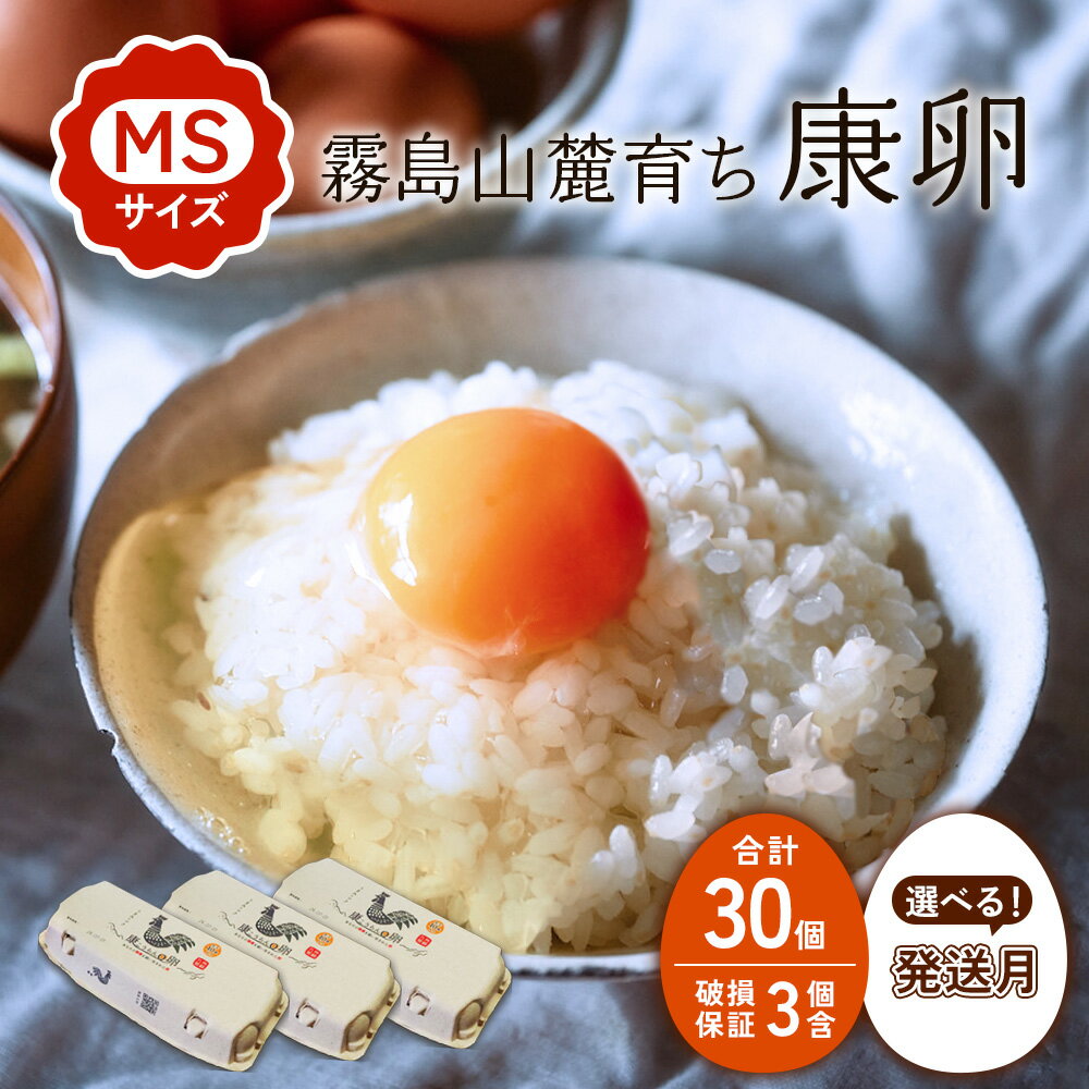 【ふるさと納税】【お届け月が選べる】卵 霧島山麓育ち こだわり卵 康卵 30個(割れ保証3個含む)たまご 玉子 卵焼き 玉子焼き たまご焼き 生卵 鶏卵 平飼い 放し飼い たまごかけ 国産 九州産 宮崎県産 送料無料