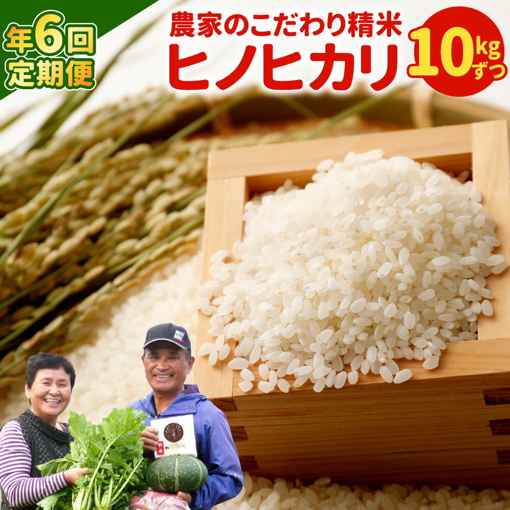 [定期便 年6回]農家のこだわり 精米 ヒノヒカリ 10kg×6回 合計60kg お米 国産 宮崎県 九州 送料無料