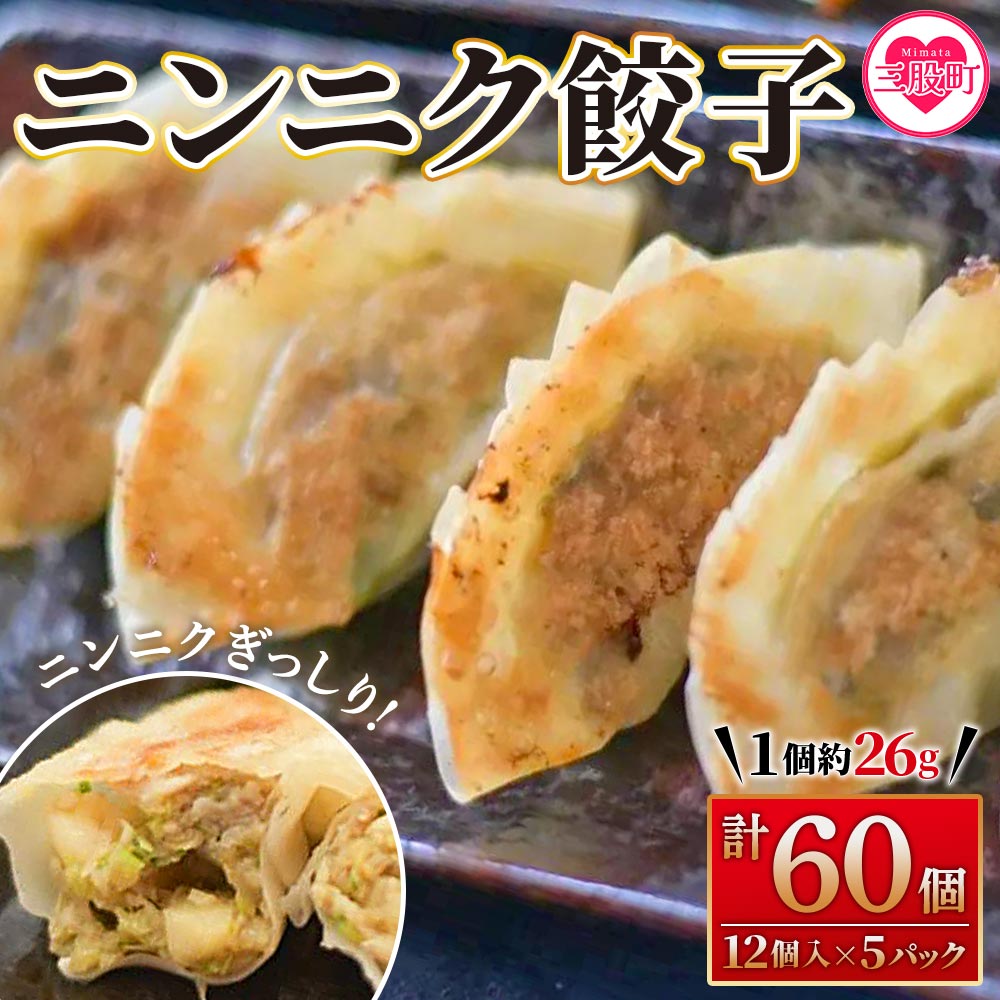 [数量限定!][ニンニク餃子(12ヶ入×5パック)]ギョウザ ぎょうざ ギョーザ にんにく 大蒜 冷凍 惣菜 弁当 焼くだけ おつまみ 簡単調理 中華 グルメ[MI282-fu][福栄生餃子店]