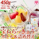 【ふるさと納税】<宝石らっきょうボトル(250g)&4種アソートの詰め替え(200g)セット>黒みつ、ワイン、日向夏、甘酢のこだわりフレーバー!シャキシャキ 食感 個包装 飴 間食 おやつ おつまみ 詰め合わせ 年内発送 【MI210-hd】【原田青果】