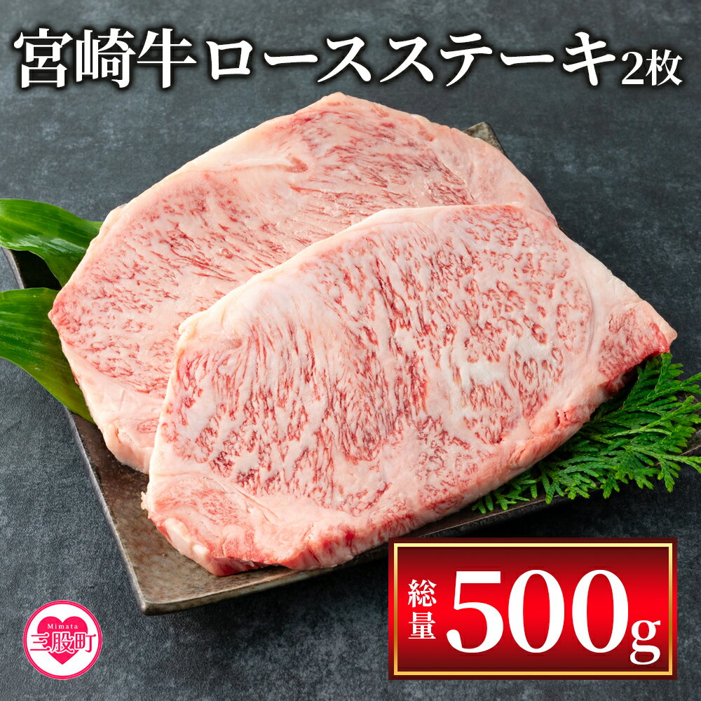 [宮崎牛ロースステーキ 2枚(総量500g)]宮崎県産 国産 ロース ステーキ 焼き肉 バーベキュー BBQ ギフト[MI058-my][ミヤチク]