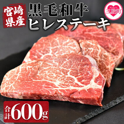 ＜宮崎県産黒毛和牛（経産牛）ヒレステーキ4枚＞(計約600g・約150g×4P)マキシマムスパイス(小袋)付き 国産 九州産 牛肉 精肉 ヒレ フィレ 赤身 希少部位 ステーキ 焼肉 アウトドア 調味料 お祝い 誕生日 結婚記念日 贈り物 ギフト【MI025-nk】【中村食肉】