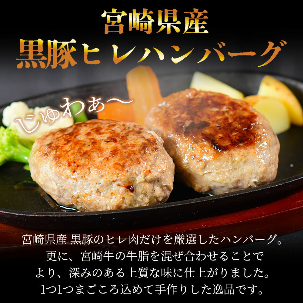 【ふるさと納税】＜【訳あり：簡易包装】宮崎県産黒豚ヒレハンバーグ120g×10個＞計約1.2kg 国産 宮崎県産 豚肉 ポーク ヒレ肉 肉加工品 牛脂 ハンバーグ 小分け 個包装 簡易包装 冷凍 おかず お弁当 惣菜 レトルト 焼くだけ 簡単調理【MI104-nk】【中村食肉】