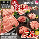 【ふるさと納税】<【定期便】全3回連続隔月 豚肉セット(スライス、とんかつ用、切り落とし)総量約7.8kg>国産 九州産 宮崎県産 豚肉 バラ ロース ウデ モ...