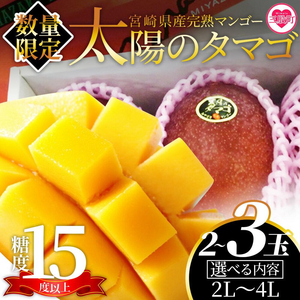 [期間数量限定]2025年5月より順次発送[宮崎県産完熟マンゴー 太陽のタマゴ]2〜3玉入 2L〜4L 大玉 国産 九州 宮崎 マンゴー 完熟 旬 夏 果物 フルーツ セット冷蔵配送 果実 高級 [B-0606-yk-x1][みまたんよかもん協同組合]