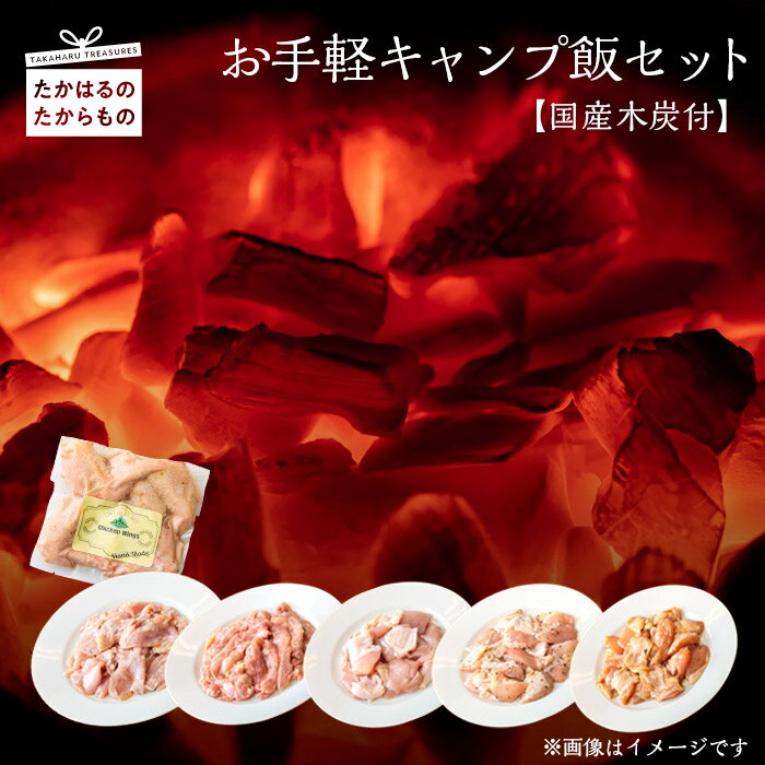 宮崎県産特選 手軽キャンプ飯セット 【国産木炭付】 鶏肉 味付手羽先 味付ハラミ 味付お肉 味付国産若モモ肉 味付むね肩肉 味付チキン(照り焼き) ソロキャンプ BBQ バーベキュー 小分け 一人暮らし 時短調理 簡単調理 冷凍 送料無料 お肉 故郷納税 13000円