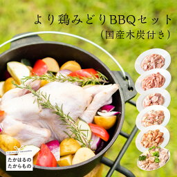 【ふるさと納税】宮崎県産特選 『より鶏みどりBBQセット(国産木炭付き)』 味付手羽先 味付ハラミ 味付小肉 味付国産若モモ肉 味付むね肩肉(黒胡椒味) 味付チキン(照り焼き) 小ビナ丸 丸鶏 送料無料　味付で簡単便利に調理をするだけ一品完成! 鶏肉 お肉 故郷納税 15000円