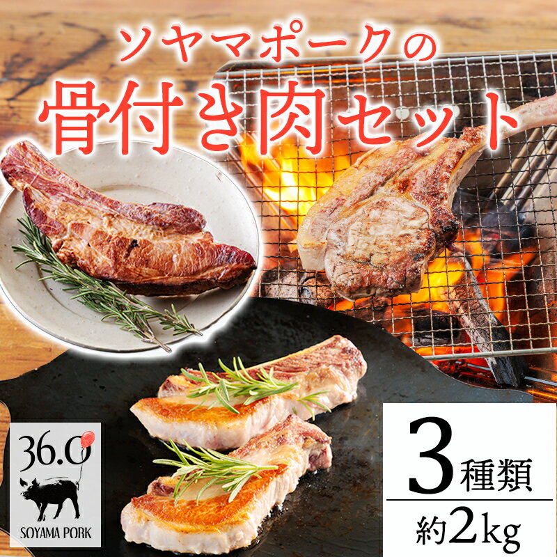 ソヤマポークの骨付き肉セット スペアリブ ポークチョップ 燻製骨付きハム 口の中ですっと溶けていく上質な脂 溢れだす旨味と甘味 豚肉 日々の献立にぴったり 国産 宮崎県 高原町 送料無料 15000円 1万円台