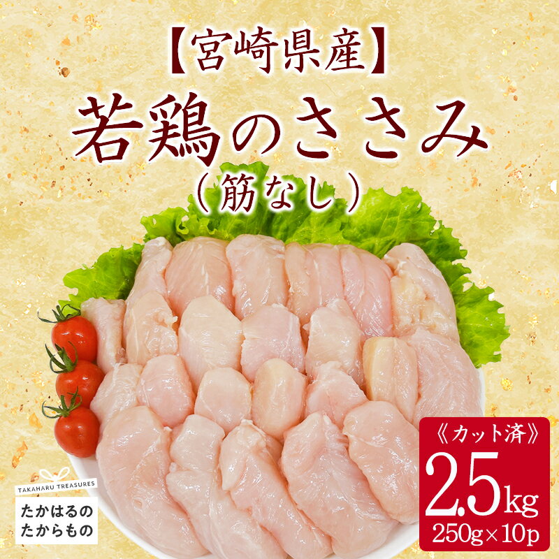 宮崎県産 若鶏筋なしささみ2.5kg(250g×10p)セット 小分け 冷凍 一人暮らし 送料無料 お肉 故郷納税 12000円 1万円台 2万円以下 ワンストップ