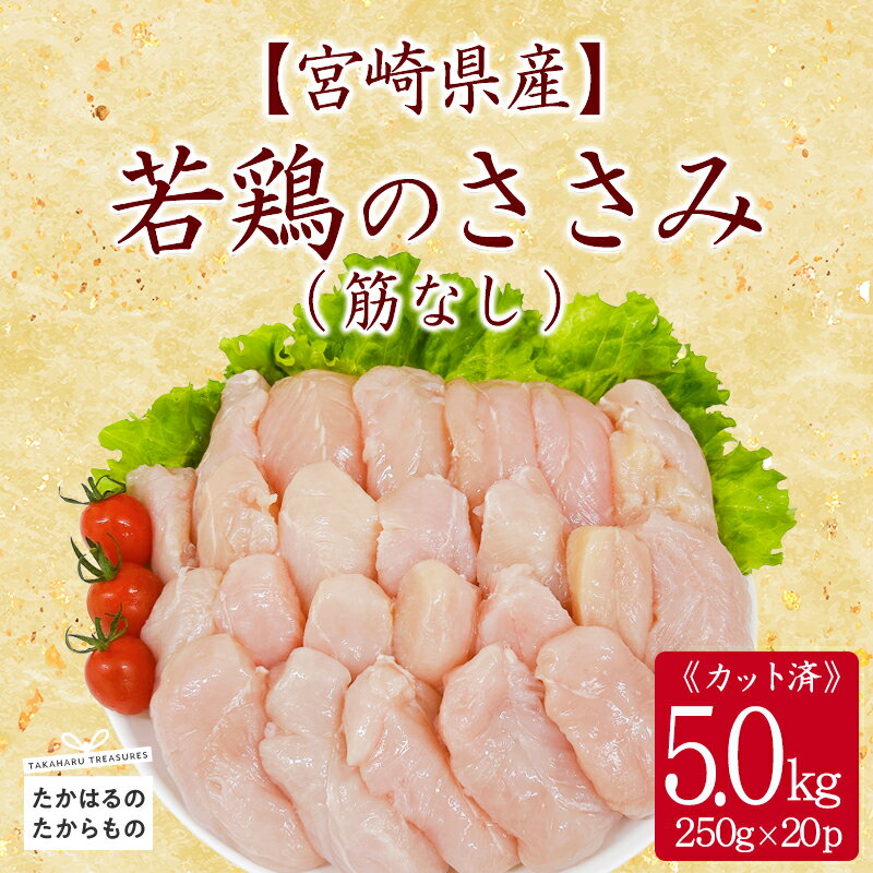 宮崎県産 若鶏筋なしささみ5.0kg(250g×20p)セット 小分け 冷凍 一人暮らし 送料無料 お肉 故郷納税 24000円 2万円台 3万円以下 ワンストップ