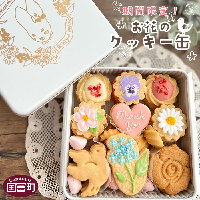 【ふるさと納税】＜期間限定！お花のクッキー缶＞※入金確認後、翌月末迄に順次出荷します お菓子 スイーツ アイシングクッキー サブレ かわいい お菓子 洋菓子 スイーツ ギフト 差し入れ 贈り物 プレゼント お菓子屋mia 宮崎県 国富町 0603_mi【冷蔵】のサムネイル