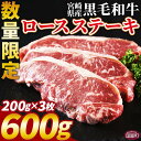 【ふるさと納税】【レビューキャンペーン】数量限定 <宮崎県産黒毛和牛(経産)ロースステーキ3枚 600g>※入金確認後、1ヶ月程度で出荷 国産 黒毛和牛 牛肉 ...