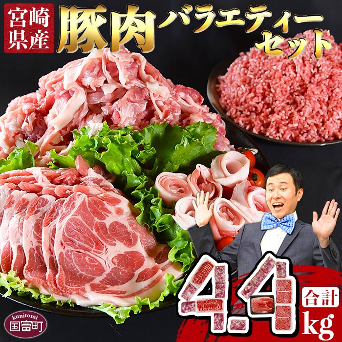 12位! 口コミ数「0件」評価「0」＜宮崎県産豚肉 バラエティーセット4.4kg＞※入金確認後、翌月末迄に順次出荷 豚肉 豚ロース 肩ロース スライス 豚モモ 切り落とし 4種･･･ 