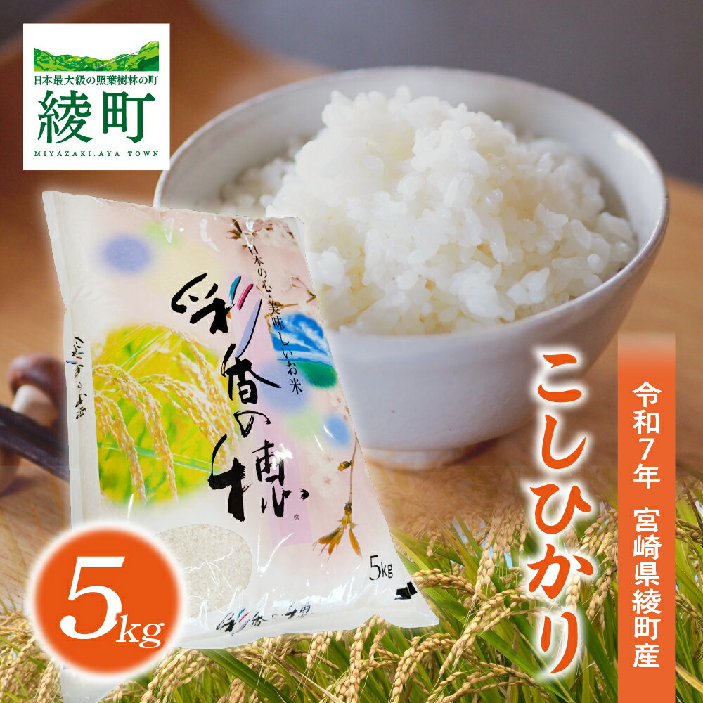 綾町産こしひかり「米5kg」 令和7年産 白米 お米 ごはん ご飯 精米 ライス コシヒカリ 宮崎県 国産