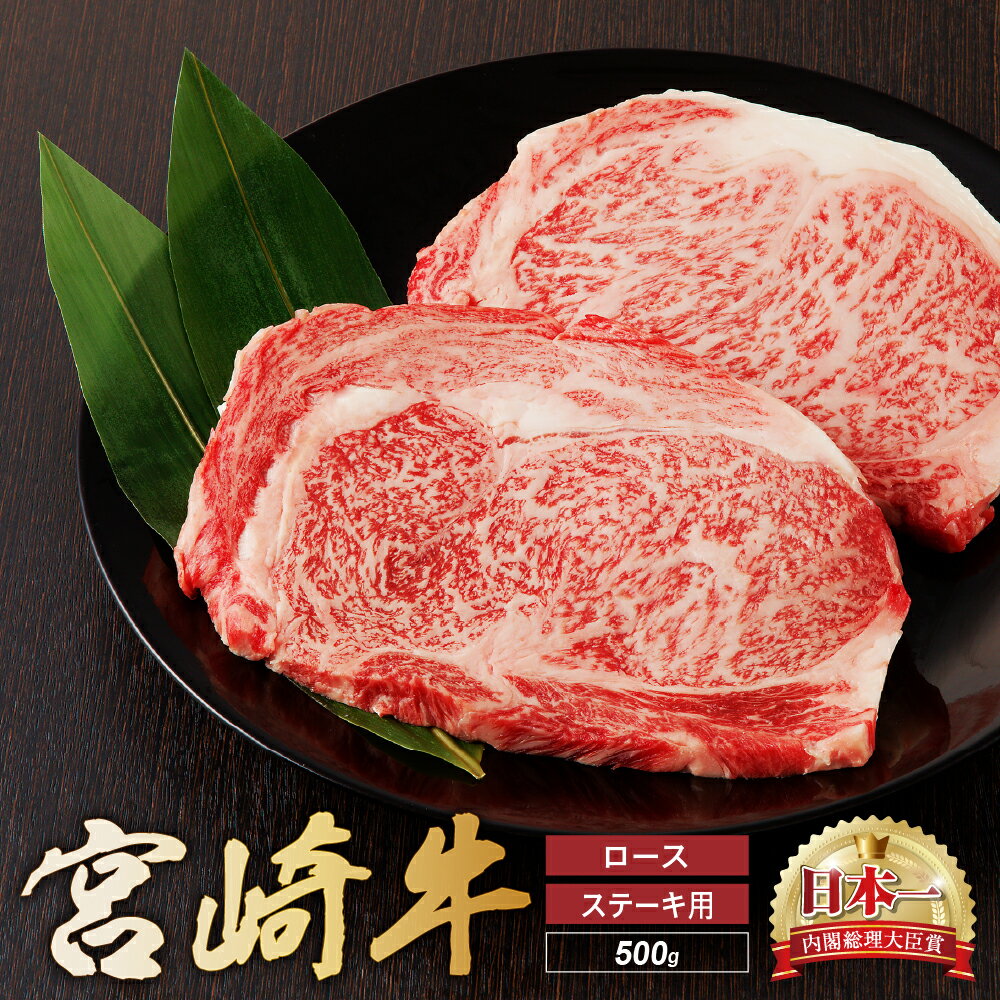 宮崎牛 ロース ステーキ 2枚 500g 牛肉 肉 国産 小分け ブランド牛 ギフト 贈り物 九州 宮崎 霜降り(01-59)