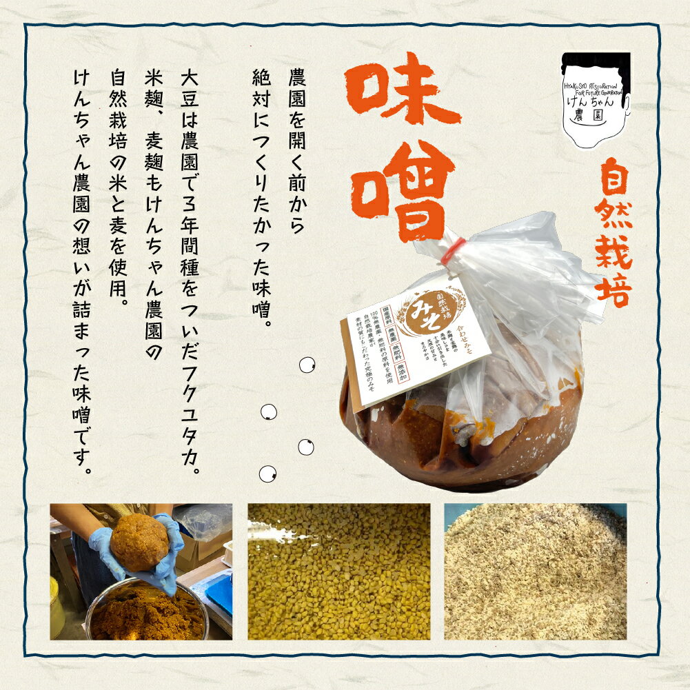 【ふるさと納税】けんちゃん農園 自然栽 培味噌（大）・しょうゆ・3種の塩麹 腸活 調味料 コンプリートセット