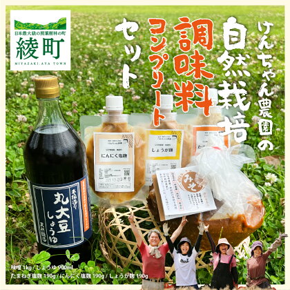 けんちゃん農園 自然栽 培味噌（大）・しょうゆ・3種の塩麹 腸活 調味料 コンプリートセット