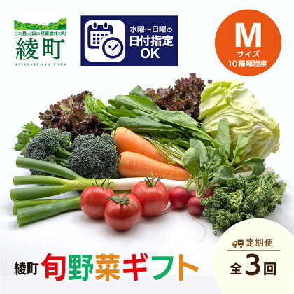 綾町 旬 野菜 ギフト 全3回 定期便 Mサイズ 詰め合わせ 無農薬 減農薬 おまかせ 新鮮 美味しい セット(04-70)