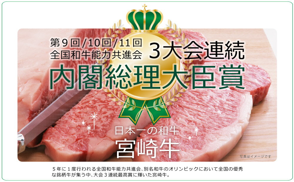 【ふるさと納税】【定期便】宮崎牛ステーキ3ヶ月コース合計2kg 牛肉 スライス 冷凍 内閣総理大臣賞受賞 宮崎県産 国産 送料無料