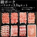 【ふるさと納税】綾ポークバラエティー3.1kg(小分け8パック)セット 豚肉 国産 冷凍 調理 送料無料