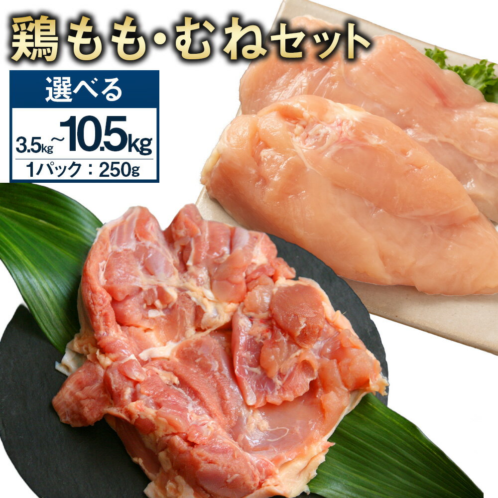 【ふるさと納税】【選べるパック数】<鶏もも肉・鶏むね肉セット 各250g 各7パック / 各14パック / 各21パック / 計3.5kg / 計7.0kg / 計10.5kg> 翌月末迄に順次出荷 鶏肉 お肉 モモ肉 ムネ肉 小分けパック 冷凍 宮崎県産 国産 九州 宮崎県 高鍋町 送料無料