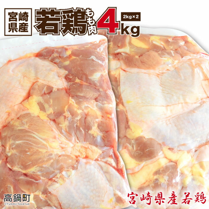 【ふるさと納税】＜宮崎県産若鶏もも肉4kg＞ 4,000g モモ 鶏肉 ※入金確認後、翌月末迄に順次出荷します。花いちもんめ 鶏肉 特産品 宮崎県 高鍋町 【冷凍】