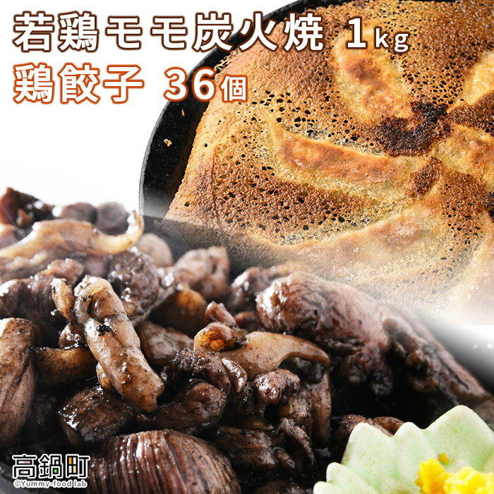 鶏専家一本気＜若鶏モモ 炭火焼き 1kg+鶏餃子 36個＞ ※入金確認後、翌月末迄に順次出荷します。 つまみ おかず とり 鶏肉 餃子 特産品 宮崎県 高鍋町【冷凍】