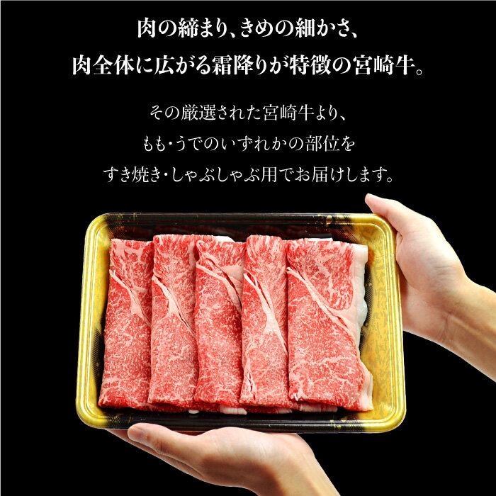 【ふるさと納税】＜宮崎牛 もも・うで すき焼き・しゃぶしゃぶ用 700g(350g×2)＞ ※入金確認後、翌月末迄に順次出荷します。 牛肉 黒毛和牛 すきやき スキヤキ モモ ウデ 特産品 宮崎県 高鍋町 【冷凍】