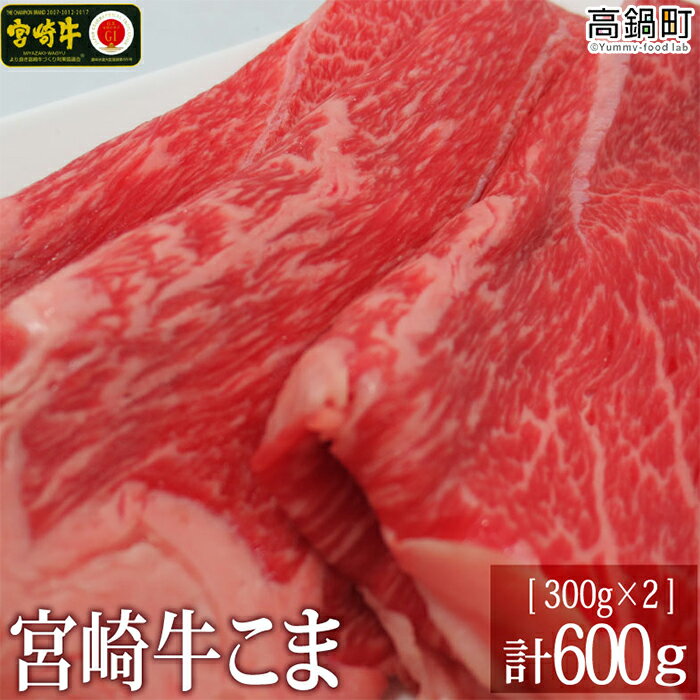 ＜宮崎牛こま600g(300g×2)＞ ※入金確認後、3か月以内に順次出荷します。こま肉 牛肉 特産品 牛乃屋 宮崎県 高鍋町 【冷凍】