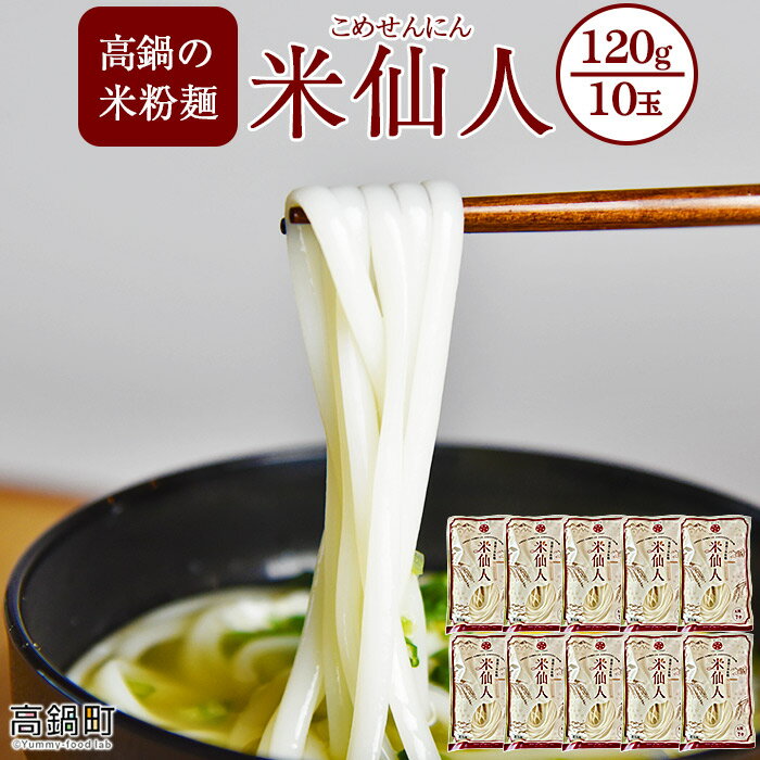 [高鍋の米粉麺「米仙人」 120g×10玉] ※入金確認後、翌月末迄に順次出荷します。 コメ こめ 米粉 麺 うどん パスタ アレンジ 健康 ヘルシー ダイエット グルテンフリー ノンアレルギー 低GI 宮崎県 高鍋町 徳丸農園[冷蔵]