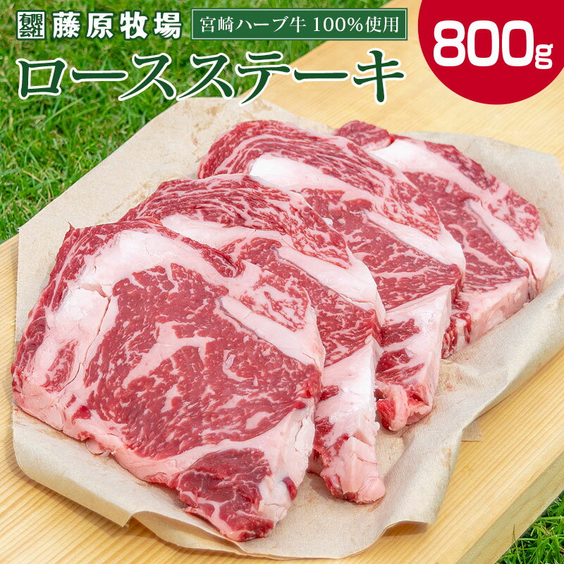 宮崎ハーブ牛 ロースステーキ 合計800g（200g×4枚）宮崎県産 赤身 牛肉 ハーブ 国産 九州産 冷凍 送料無料