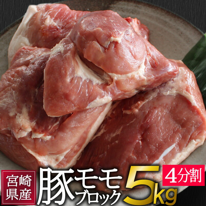 【ふるさと納税】宮崎県産 豚肉 モモブロック（4分割）合計5