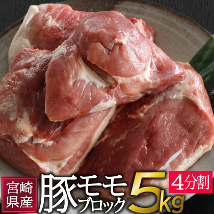 宮崎県産 豚肉 モモブロック（4分割）合計5kg もも 特産品 真空 冷凍 国産 送料無料