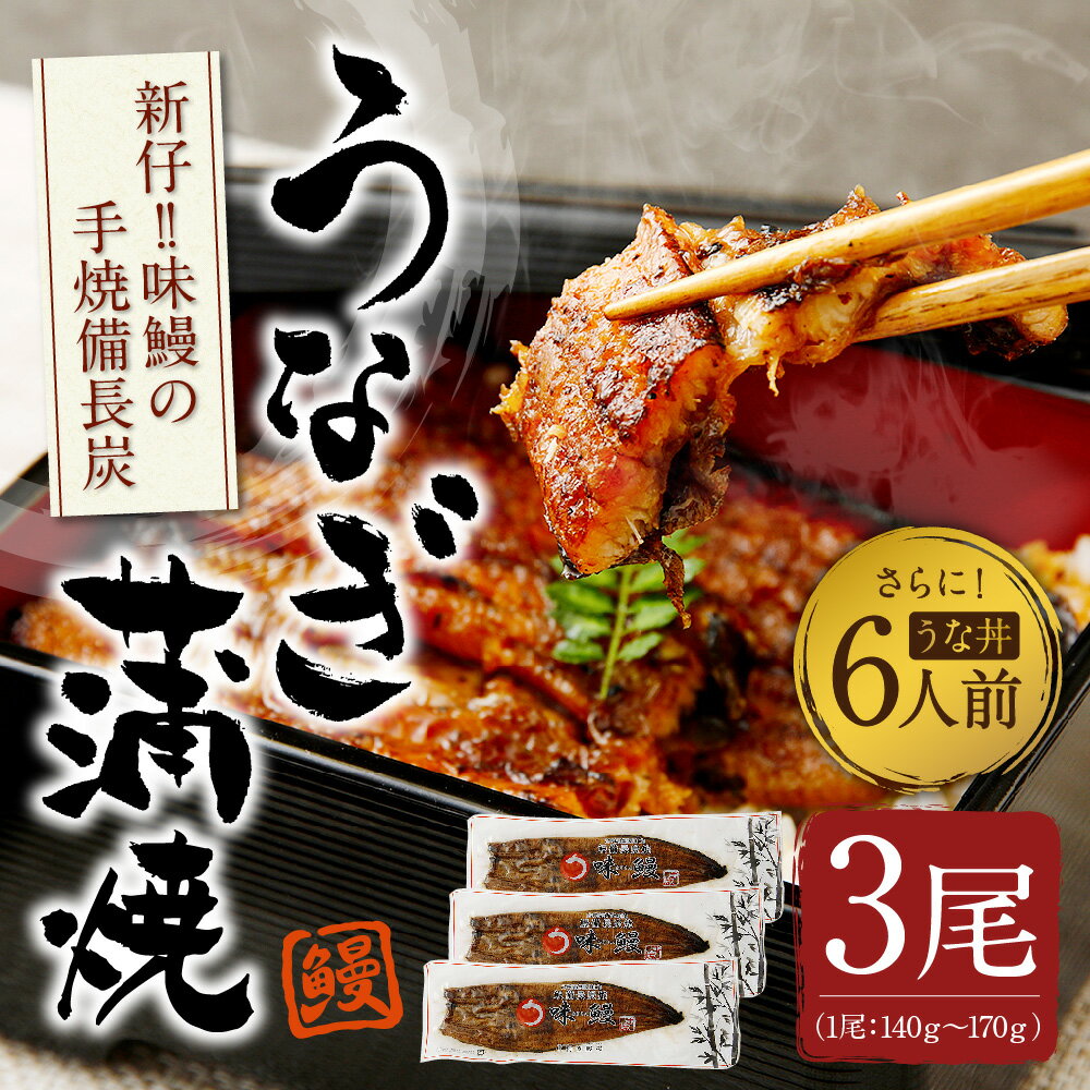 【ふるさと納税】新仔!!味鰻うなぎ蒲焼3尾（無頭）・鰻丼の素6袋セット＜贈答・熨斗対応＞宮崎県産うなぎ本格手焼備長炭蒲焼