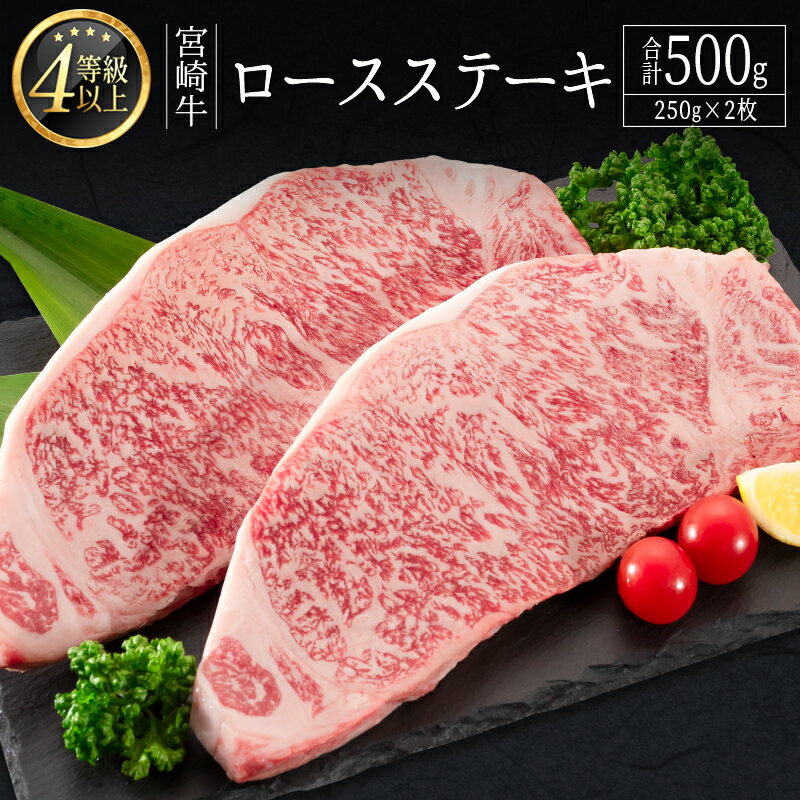 ≪肉質等級4等級≫宮崎牛 ロースステーキ 合計500g（250g×2枚） ※90日以内に発送