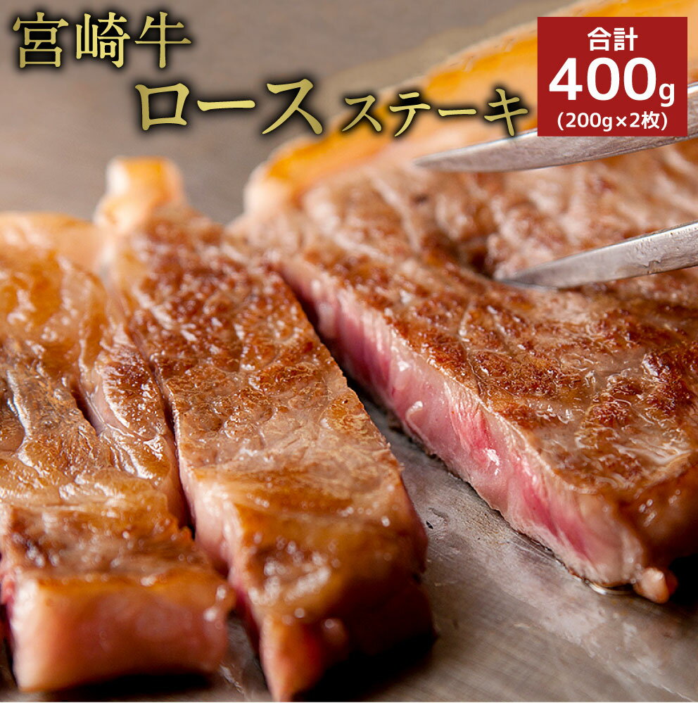 宮崎牛ロースステーキ 合計400g(200g×2枚)牛肉 お肉 和牛 焼肉 BBQ 冷凍 国産 九州産 送料無料 ※90日以内に発送