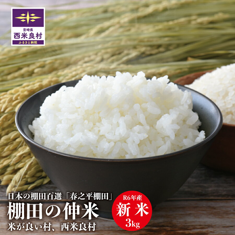令和7年産 新米登場!! 宮崎県西米良村産 棚田の伸米 3kg（1袋） 令和7年（2025）産 米が良い村、西米良村 こめ 米 お米 白米 ご飯 ごはん 白飯 ライス ふるさと