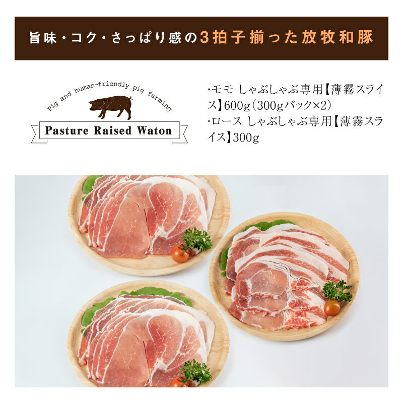 【ふるさと納税】【厳選】 ≪放牧和豚≫ 健康しゃぶしゃぶセット - Pioneer Pork(パイオニアポーク) モモ肉/ロース肉 3人前4人前 冷しゃぶ 国産豚肉 しゃぶしゃぶ専用の薄霧スライス 美味しさ革命のブランド豚「放牧和豚」こだわり 送料無料【宮崎県木城町】 3