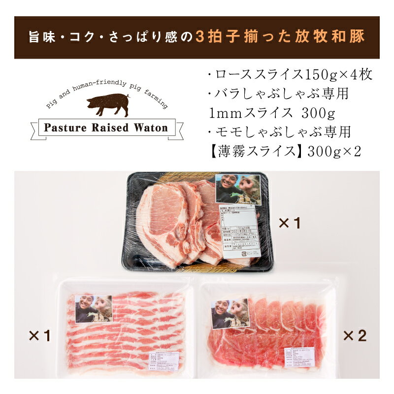 【ふるさと納税】≪放牧和豚≫とんかつ＆しゃぶしゃぶセット【合計1.5kg】 - 国産 豚肉 豚 豚ロース ロース肉 トンカツ用カット 4枚 しゃぶしゃぶ/冷しゃぶ 豚もも肉 豚モモ 薄霧スライス バラ肉 豚バラ肉 豚ばら パイオニアポーク こだわり 送料無料 【宮崎県木城町】