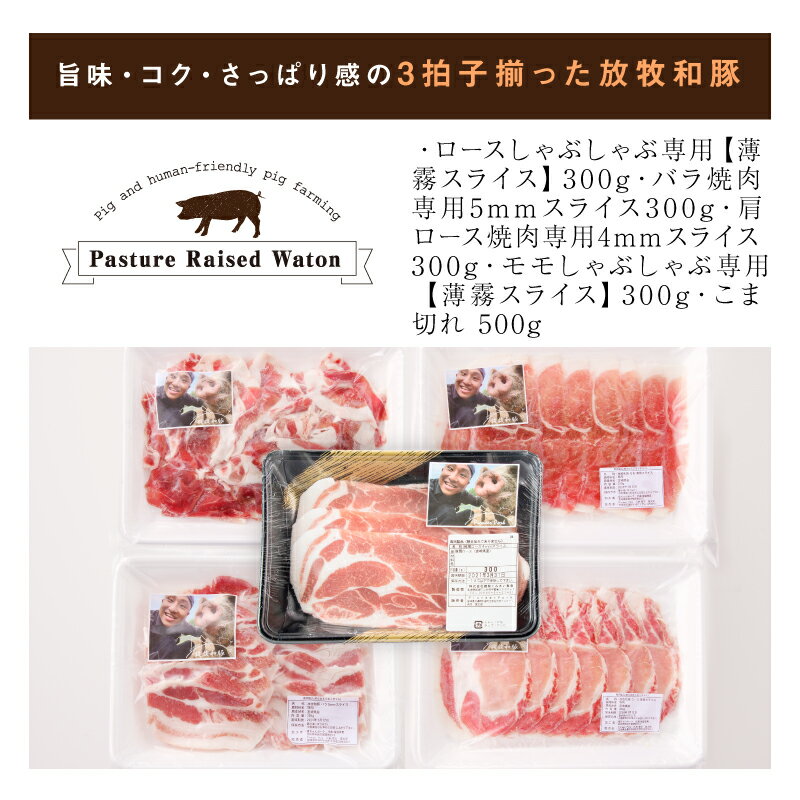 【ふるさと納税】≪放牧和豚≫Best dealセット 【合計1,700g】 - 国産 豚肉 豚 真空トレイ 冷凍 詰め合わせセット 豚ロース ロース肉 バラ肉 豚バラ肉 豚ばら 三枚肉 肩ロース 豚もも肉 豚モモ 豚こま 豚こま肉 豚こま切れ こま切れ肉 送料無料 【宮崎県木城町】