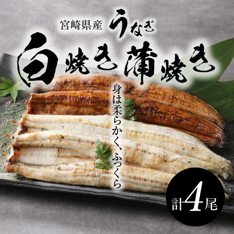 【ふるさと納税】宮崎県産うなぎ 白焼き・蒲焼き 4尾セット - 白焼き2尾 蒲焼き2尾 たれ4ケ 鰻 ウナギ 国産うなぎ 国内産 うなぎの蒲焼き 自慢のタレ付き 食べ比べ 素焼き ひつまぶし/うな丼/うな重/鰻重/鰻丼/鰻巻き ご飯 惣菜 瞬間冷凍 送料無料【宮崎県児湯郡木城町】