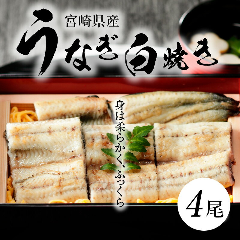 【ふるさと納税】宮崎県産うなぎ白焼き4尾セット - 鰻 ウナギ 国産うなぎ 国内産 素焼き 塩/わさび/抹茶塩/わさび醤油 酒のつまみ おつまみ 肴 うなぎの蒲焼き ひつまぶし/うな丼/うな重/鰻重/鰻丼/鰻巻き 惣菜 瞬間冷凍 タレ付き 送料無料【宮崎県児湯郡木城町】